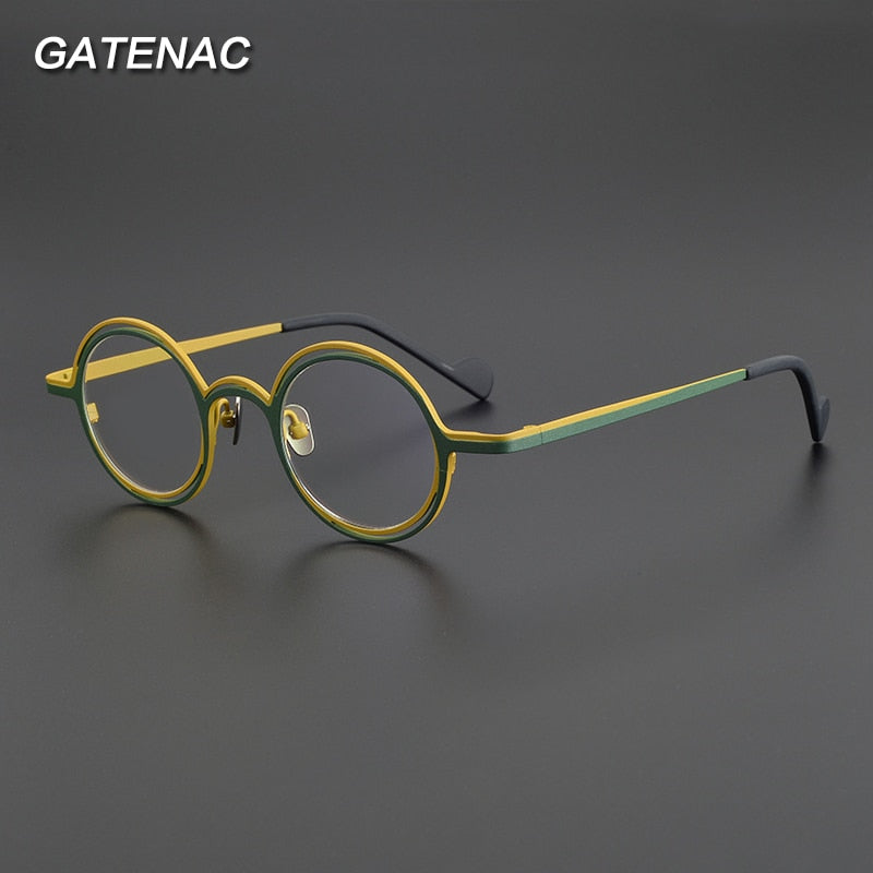 Gatenac Unisex Full Rim Round Titanium Eyeglasses Gxyj999 Full Rim Gatenac   