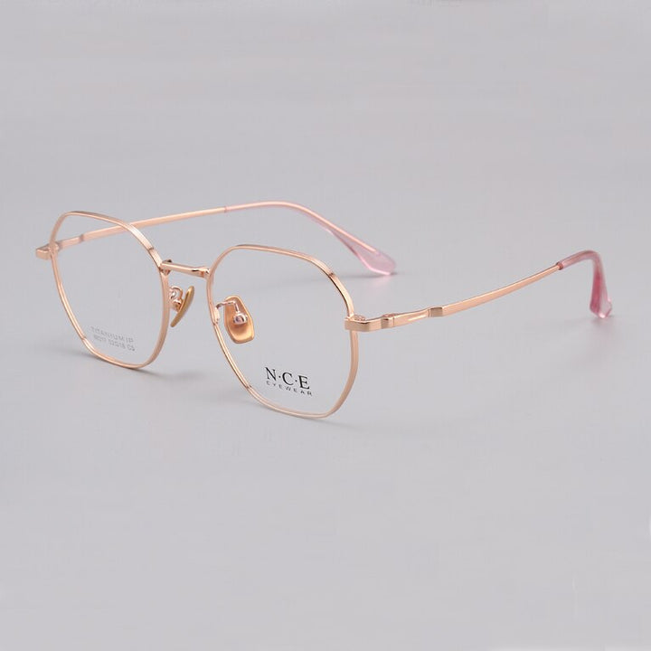 Zirosat Women's Full Rim Round Titanium Acetate Frame Eyeglasses 88317 Full Rim Zirosat rose-golden  