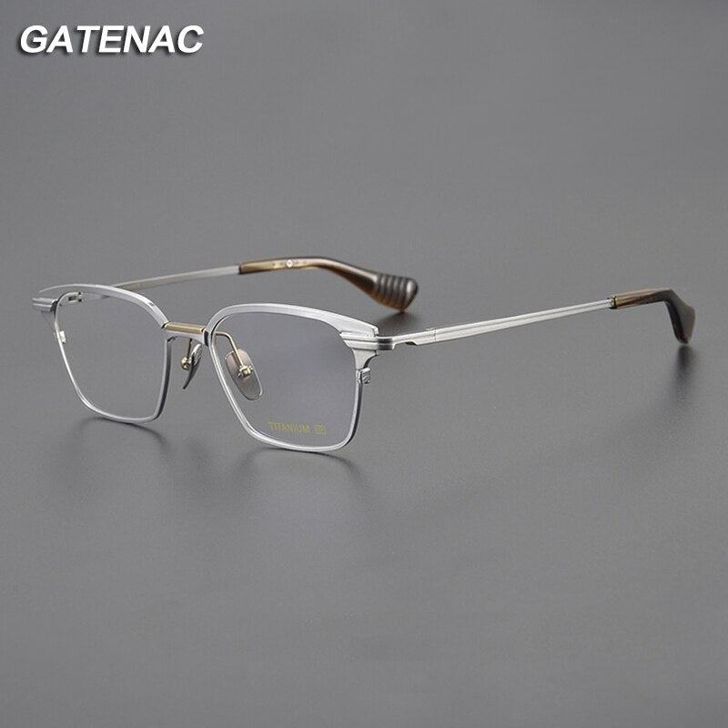 Gatenac Unisex Full Rim Square Titanium Eyeglasses Gxyj1085 Full Rim Gatenac   