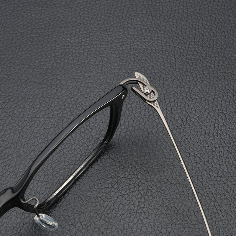 Yimaruili Unisex Full Rim Square Acetate Titanium Eyeglasses 1128 Full Rim Yimaruili Eyeglasses   