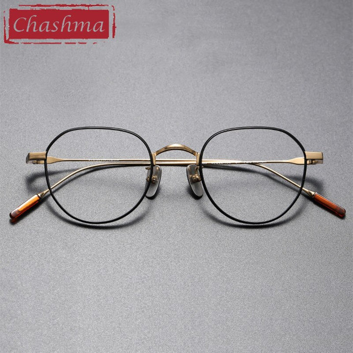 Chashma Ottica Unisex Full Rim Polygon Square Titanium Eyeglasses 80803 Full Rim Chashma Ottica   