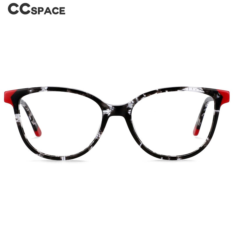 CCspace Women's Full Rim Round Acetate Frame Eyeglasses 54552 Full Rim CCspace   