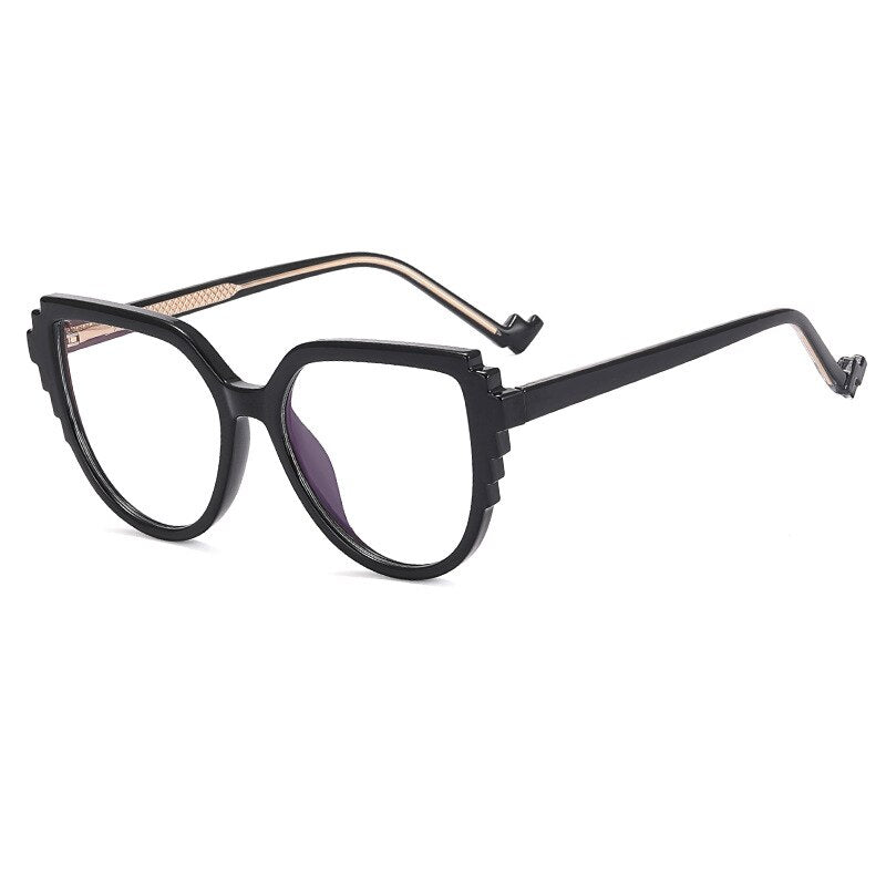 CCSpace Women's Full Rim Square Cat Eye Tr 90 Titanium Eyeglasses 55323 Full Rim CCspace C1Black China 