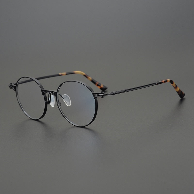 Gatenac Unisex Full Rim Round Titanium Frame Eyeglasses Gxyj760 Full Rim Gatenac Black  