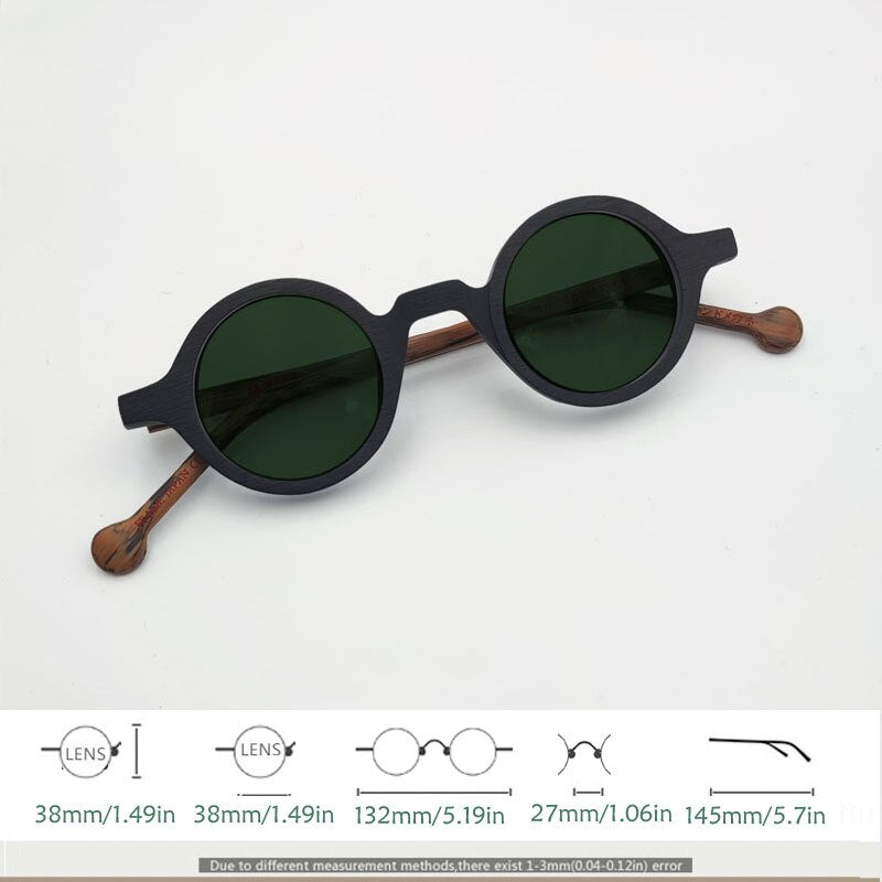 Yujo Unisex Full Rim Small 38mm Round Acetate Polarized Sunglasses Sunglasses Yujo   