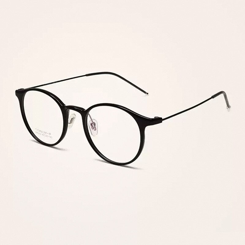 Yimaruili Unisex Full Rim Round Tr 90 Titanium Eyeglasses M8062 Full Rim Yimaruili Eyeglasses Black  