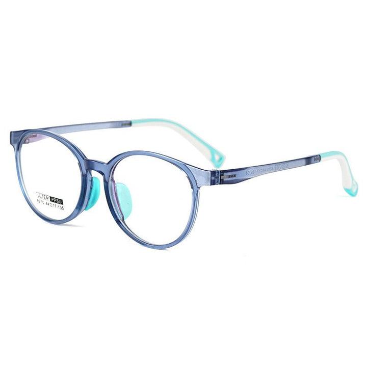 Yimaruili Children's Unisex Full Rim Round Ultem Eyeglasses 8210S Full Rim Yimaruili Eyeglasses Light Blue  