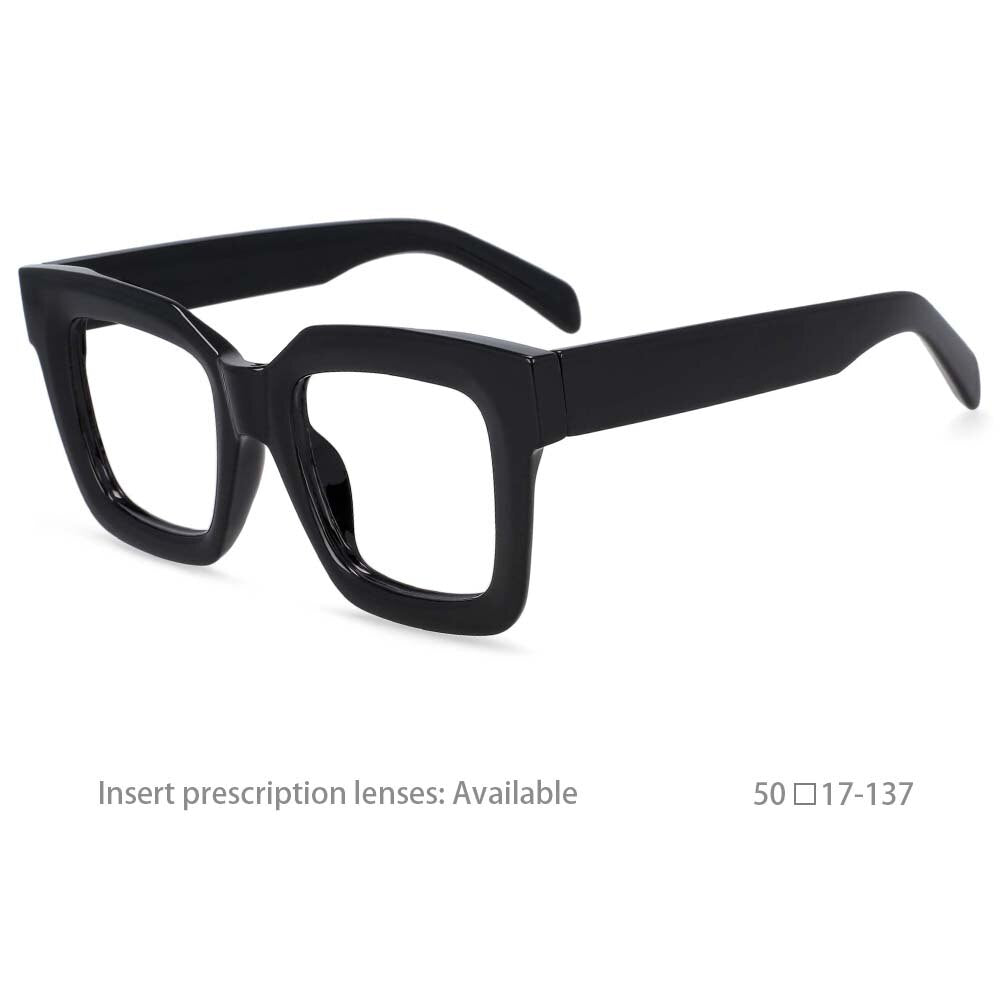 CCspace Unisex Oversized Square Resin Frame Eyeglasses 54406 Full Rim CCspace black China 