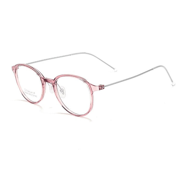 KatKani Unisex Full Rim Round Square Tr 90 Titanium Eyeglasses 5820N Full Rim KatKani Eyeglasses Rose Red  