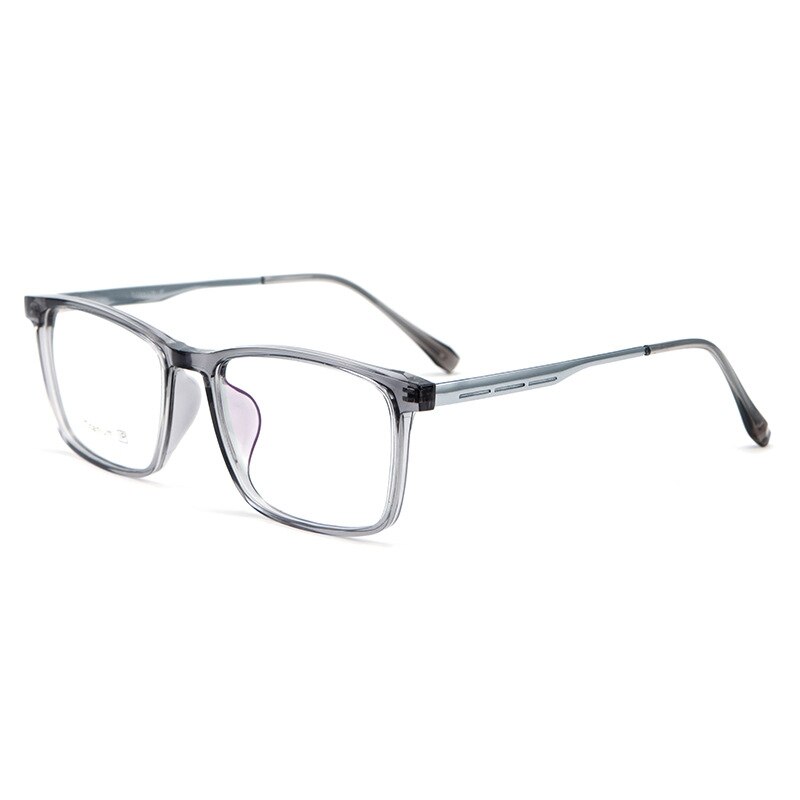 KatKani Unisex Full Rim Square Acetate Titanium Eyeglasses 2502ti Full Rim KatKani Eyeglasses Transparent Gray  