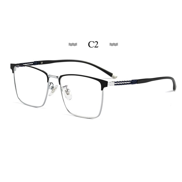Hotochki Men's Full Rim Square Tr 90 Titanium Frame Eyeglasses T8611t Full Rim Hotochki C2  