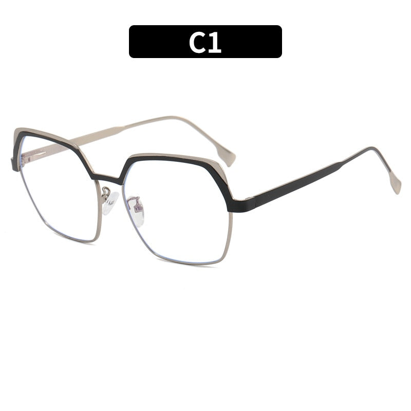 CCSpace Women's Full Rim Irregular Square Alloy Eyeglasses 55071 Full Rim CCspace Black China 