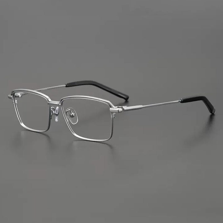 Gatenac Unisex Full Rim Square Titanium Eyeglasses Gxyj906 Full Rim Gatenac Silver  