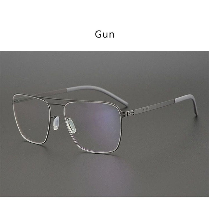 Hdcrafter Unisex Full Rim Square Tr 90 Titanium Double Bridge Eyeglasses Full Rim Hdcrafter Eyeglasses Gun  