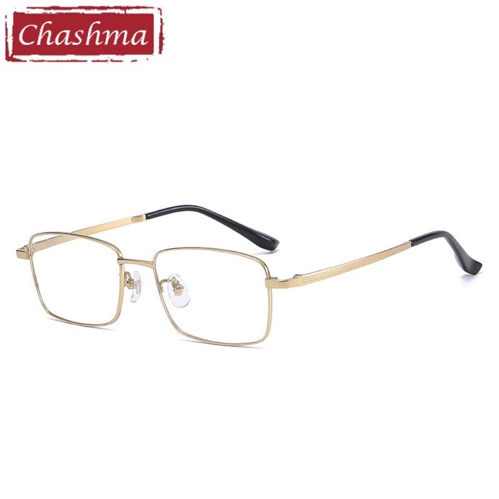 Chashma Ottica Unisex Full Rim Square Acetate Titanium Eyeglasses 742 Full Rim Chashma Ottica Gold  
