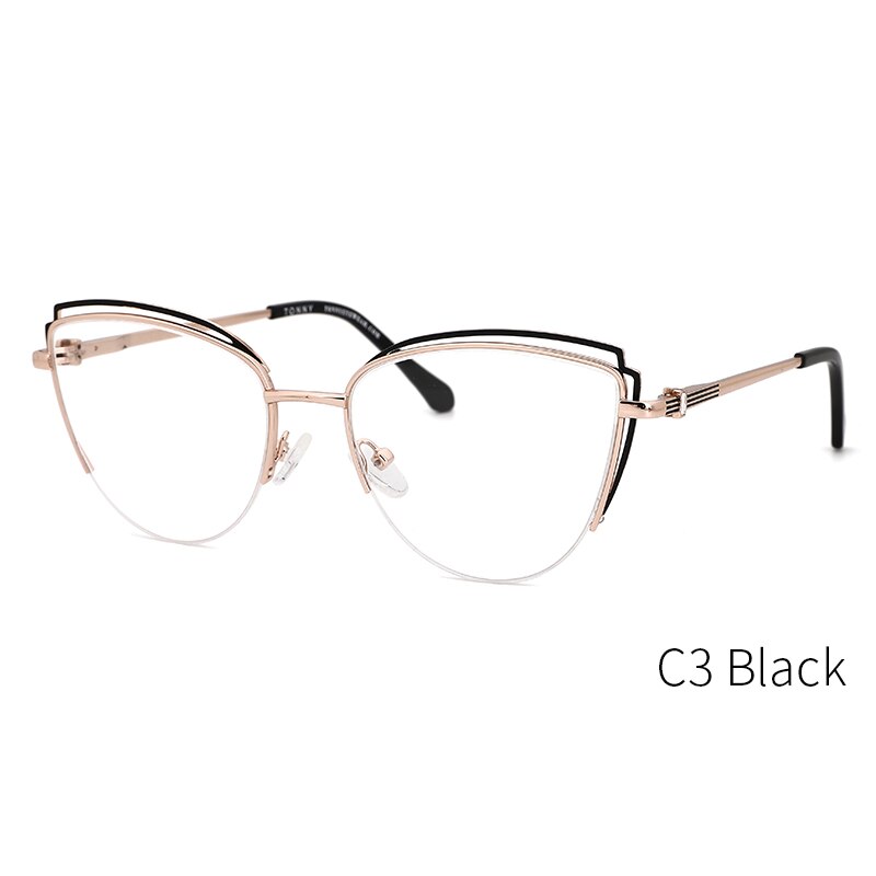 Kansept Women's Full Rim Cat Eye Alloy Eyeglasses Ty48299 Full Rim Kansept C3 Black CN 
