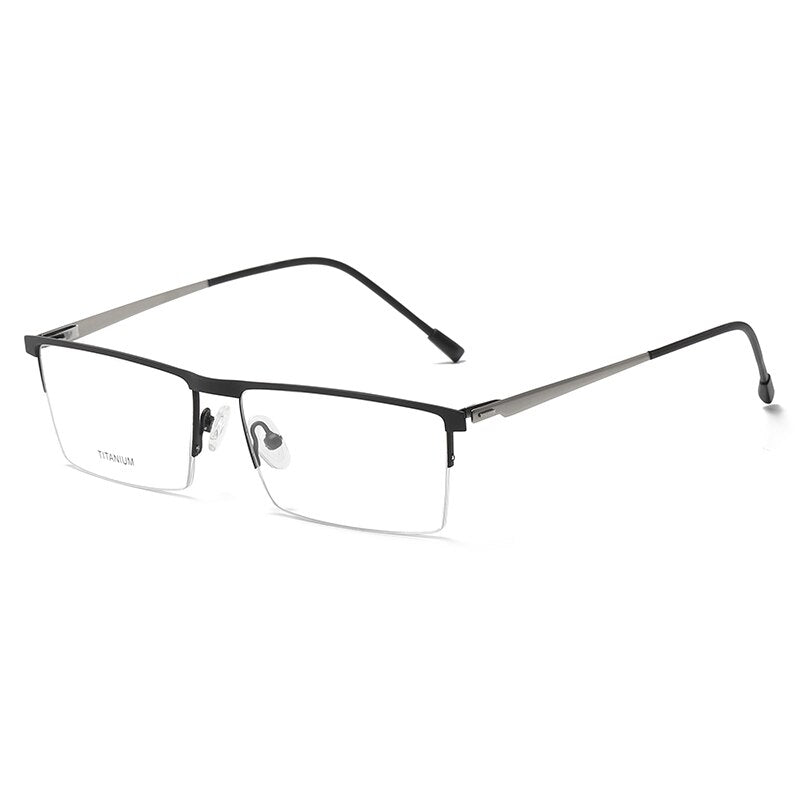 Zirosat Men's Semi Rim Square Titanium Eyeglasses P8826 Semi Rim Zirosat black  