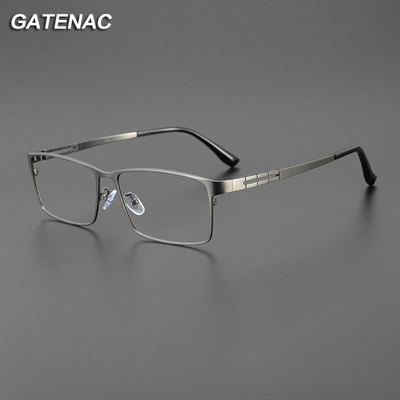 Gatenac Men's Full Rim Big Square Titanium Eyeglasses Gxyj1081 Full Rim Gatenac   
