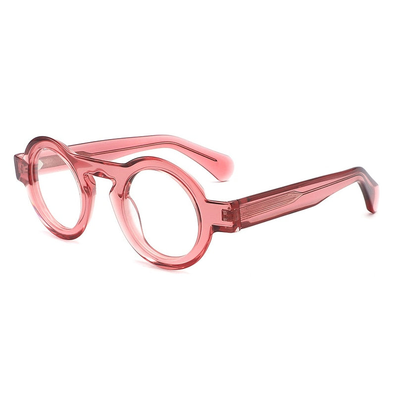 Gatenac Unisex Full Rim Round Handcrafted Acetate Frame Eyeglasses Gxyj771 Full Rim Gatenac Pink  
