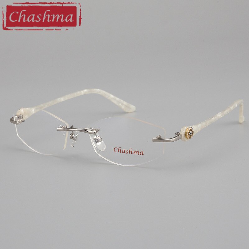 Chashma Ottica Women's Rimless Oval Rectangle Titanium Eyeglasses 58031 Rimless Chashma Ottica   