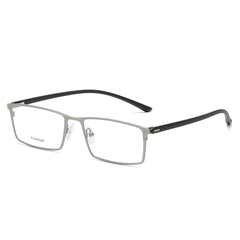 Reven Jate Unisex Full Rim Square Titanium Eyeglasses P9850 Full Rim Reven Jate silver  