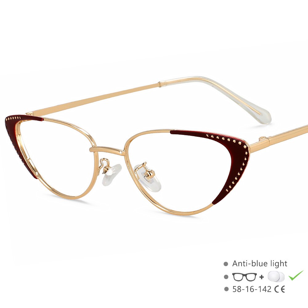 CCspace Unisex Full Rim Oval Cat Eye Acetate Alloy Eyeglasses 55413 Full Rim CCspace China TeaC4 