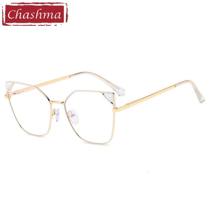 Chashma Women's Full Rim Cat Eye Acetate Alloy Eyeglasses 95807 Full Rim Chashma White  