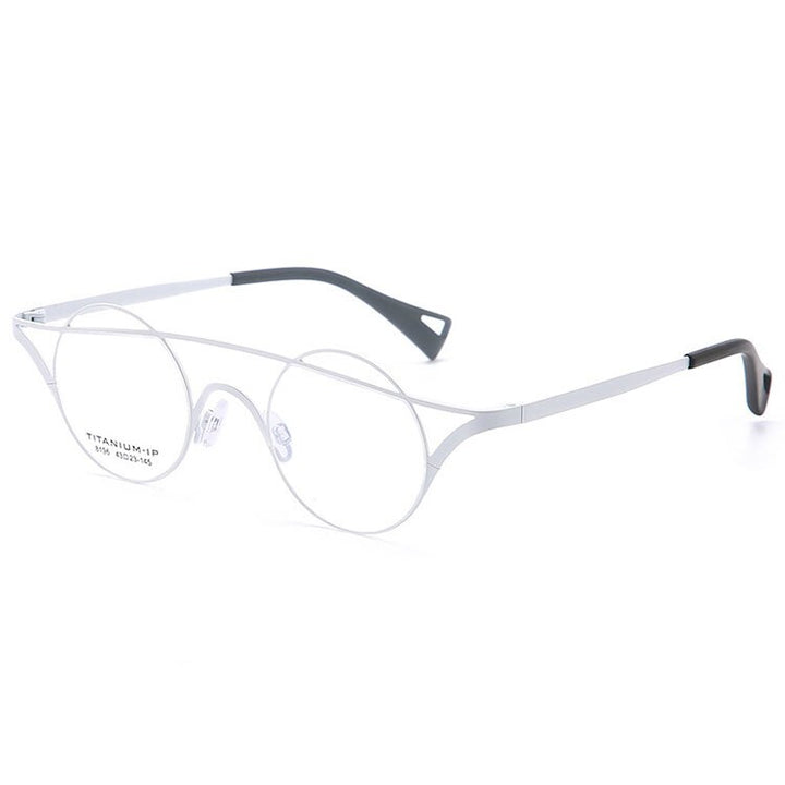 Aissuarvey Unisex Full Rim Small Round Double Bridge Titanium Frame Eyeglasses 8196 Full Rim Aissuarvey Eyeglasses white CN 