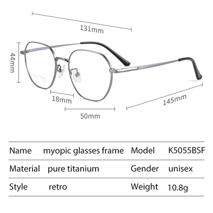 Handoer Men's Full Rim Irregular Square Titanium Eyeglasses K5055bsf Full Rim Handoer   