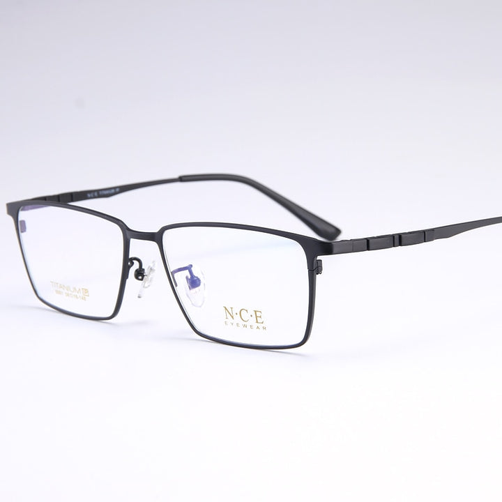 Reven Jate Men's Full Rim Square Titanium Eyeglasses 5001 Full Rim Reven Jate black  