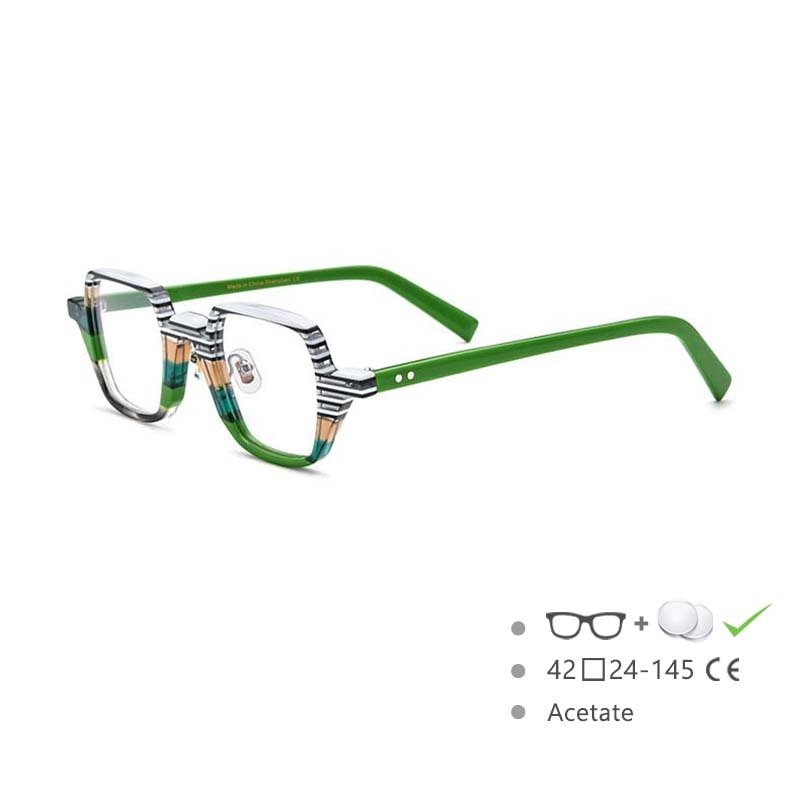 CCSpace Unisex Full Rim Square Cat Eye Acetate Frame Eyeglasses 54563 Full Rim CCspace Green 1 China 
