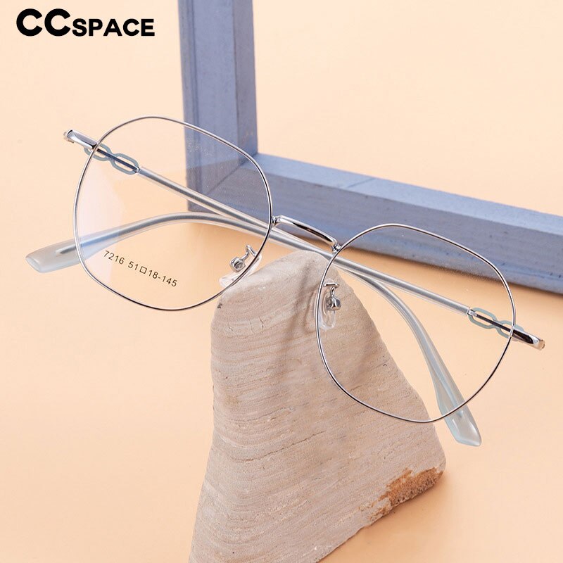 CCSpace Unisex Full Rim Polygon Alloy Eyeglasses 55714 Full Rim CCspace   