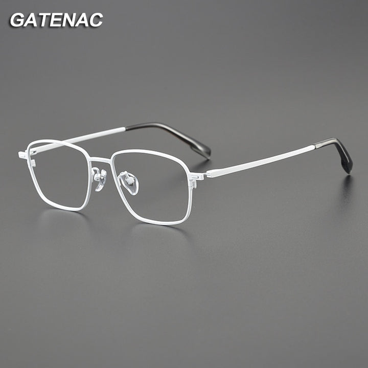 Gatenac Unisex Full Rim Square Titanium Eyeglasses Gxyj1117 Full Rim Gatenac   