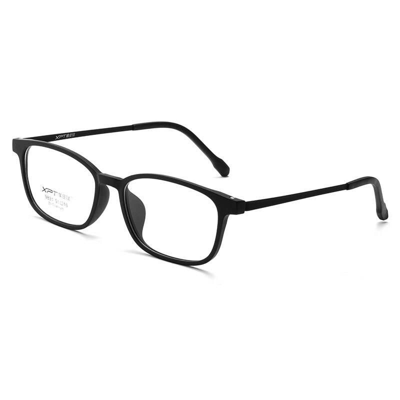 KatKani Unisex Full Rim Small Square Rubber Tr 90 Titanium Eyeglasses 9831xp Full Rim KatKani Eyeglasses Black  