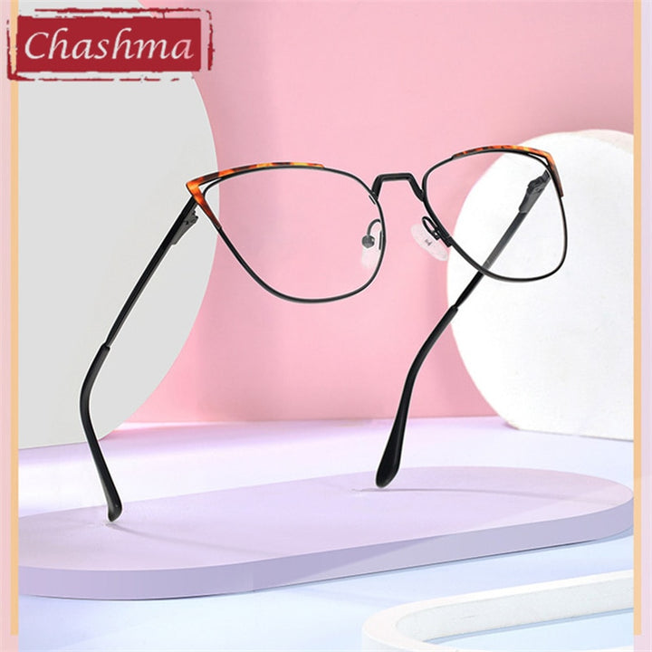 Chashma Ottica Women's Full Rim Square Cat Eye Stainless Steel Eyeglasses 8545 Full Rim Chashma Ottica   