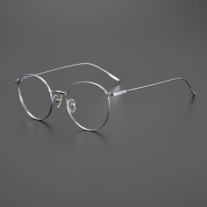 Gatenac Unisex Full Rim Round Titanium Eyeglasses Gxyj1011 Full Rim Gatenac Silver  