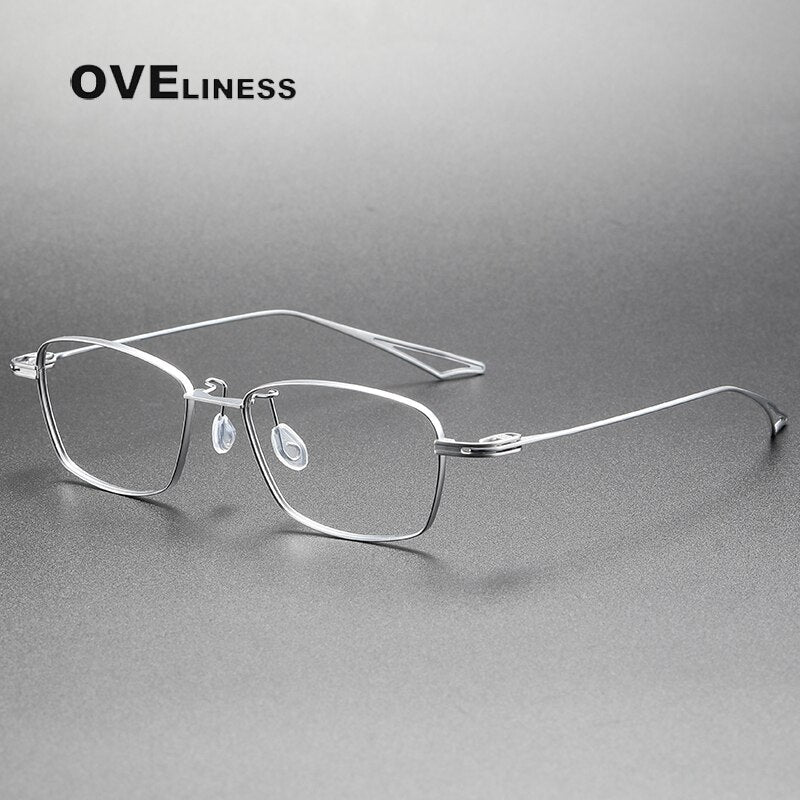 Oveliness Unisex Full Rim Square Titanium Eyeglasses Act-Two Full Rim Oveliness silver  