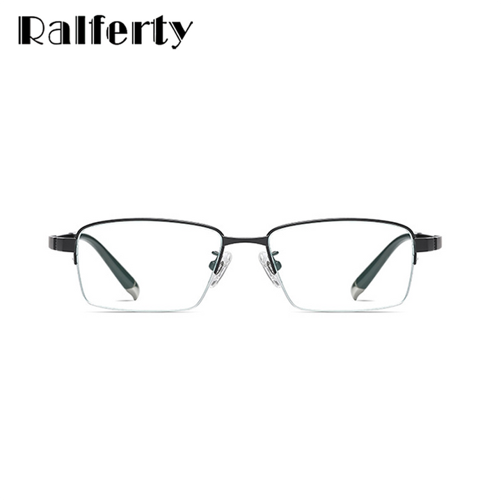 Ralferty Men's Semi Rim Rectangle Titanium Eyeglasses Semi Rim Ralferty   