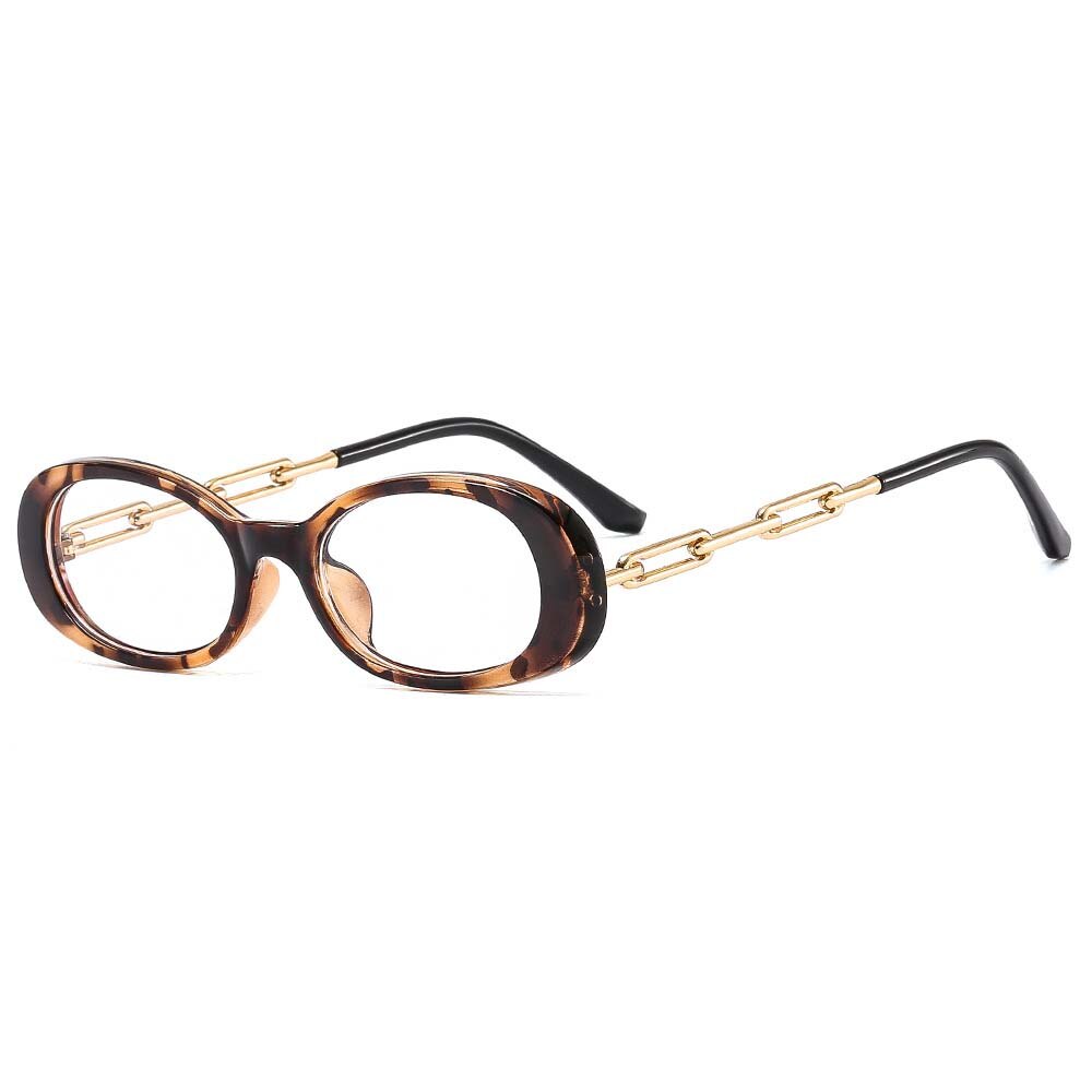 CCSpace Women's Full Rim Small Oval Acetate Eyeglasses 54980 Full Rim CCspace Leopard China 