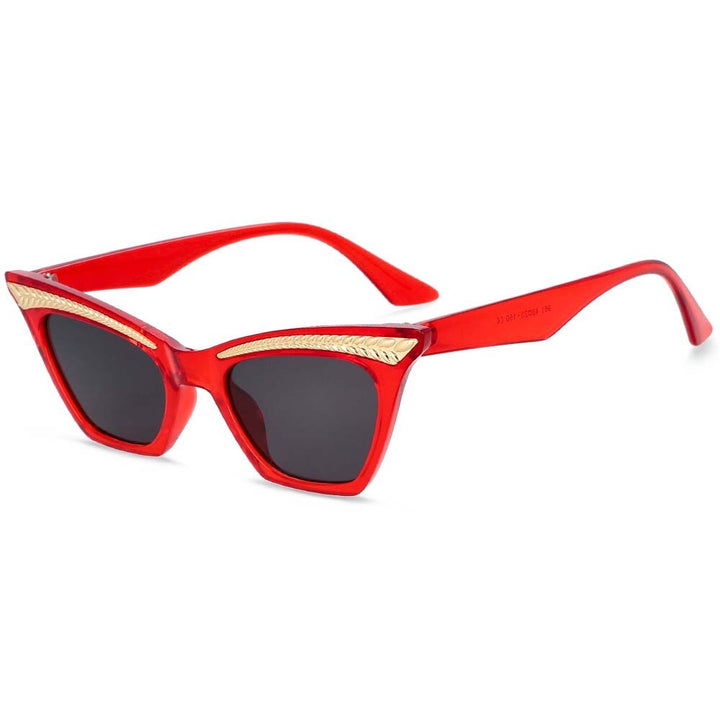 CCSpace Women's Full Rim Cat Eye Resin Frame Sunglasses 54307 Sunglasses CCspace Sunglasses Red 54307 