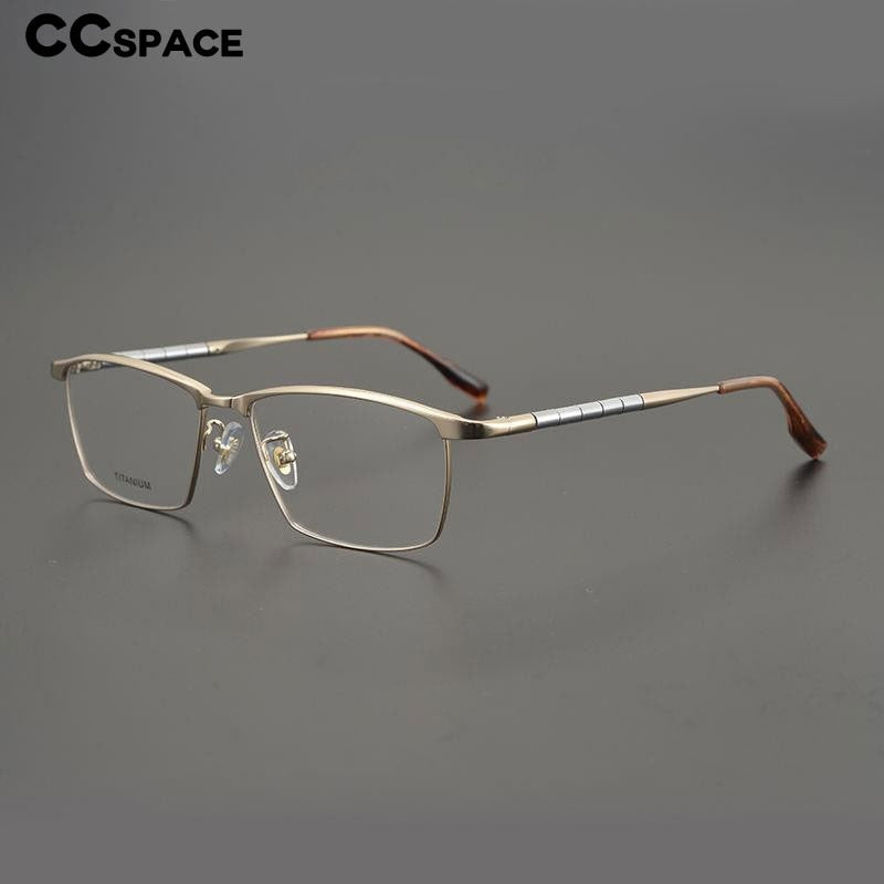 CCspace Unisex Full Rim Square Titanium Eyeglasses 53210 Full Rim CCspace   