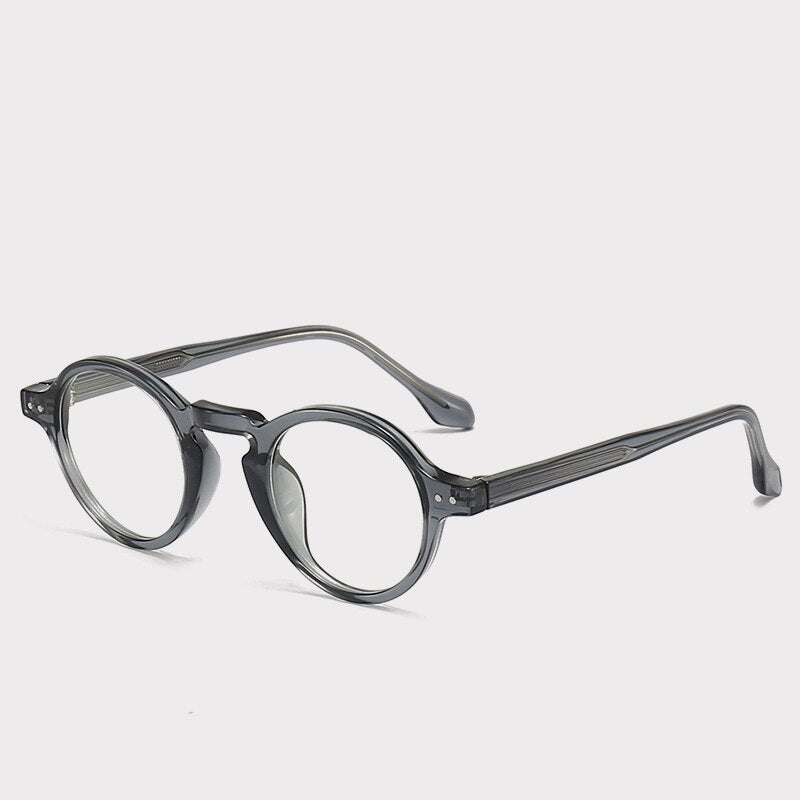 Cubojue Unisex Full Rim Small Round Tr 90 Titanium Hyperopic Reading Glasses Reading Glasses Cubojue no function lens 0 Gray 