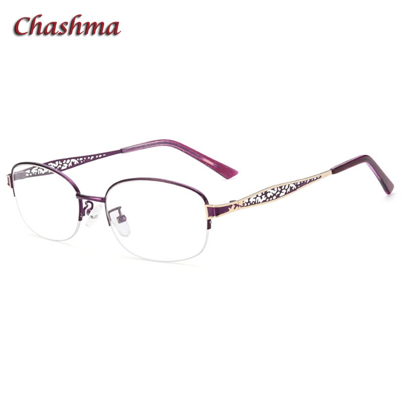 Chashma Women's Semi Rim Rectangle Stainless Steel Frame Eyeglasses 1970 Semi Rim Chashma Red  