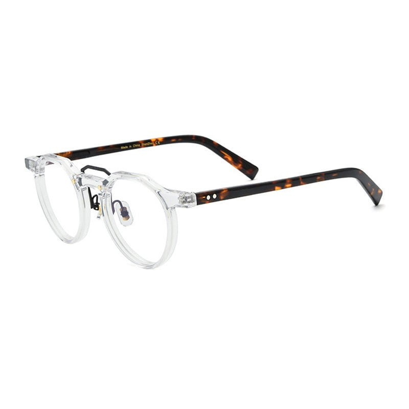 Gatenac Unisex Full Rim Round Acetate Double Bridge Frame Eyeglasses Gxyj816 Full Rim Gatenac Transparent  