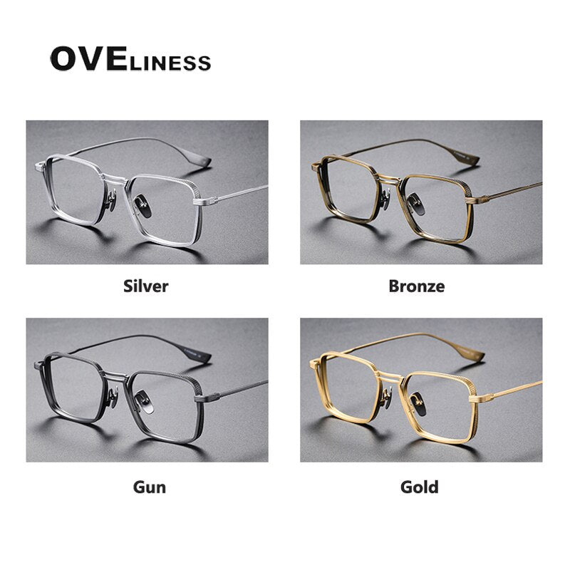Oveliness Unisex Full Rim Square Double Bridge Titanium Eyeglasses Dlx125 Full Rim Oveliness   