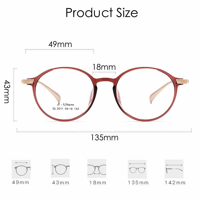 KatKani Unisex Full Rim Round Ultem Steel Eyeglasses 2011ql Full Rim KatKani Eyeglasses   