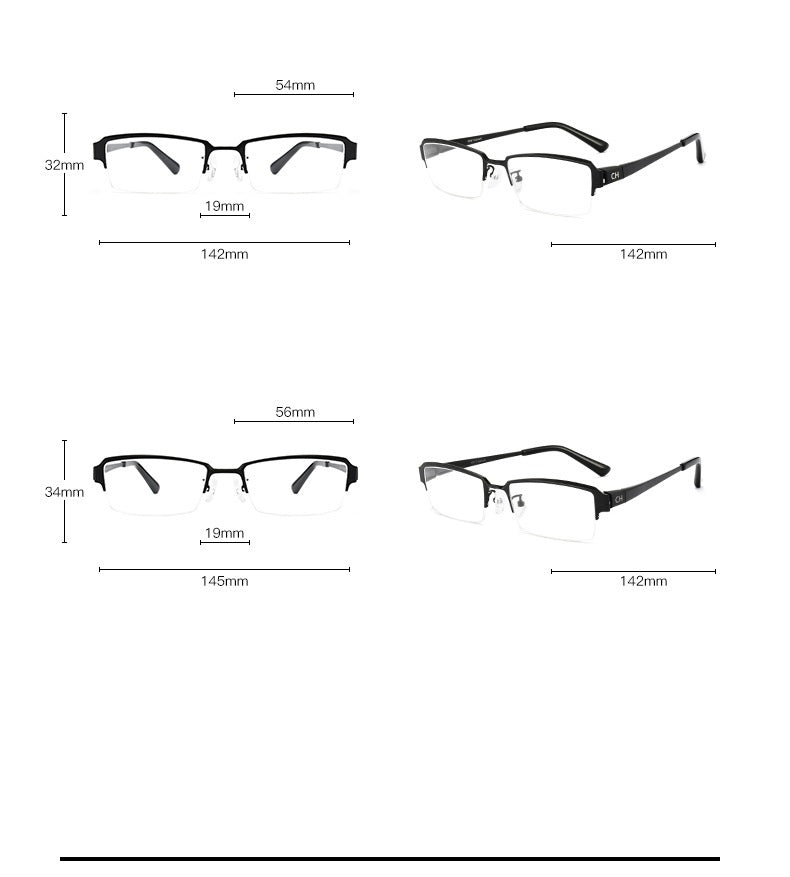 Cubojue Unisex Semi Rim Rectangle Titanium Eyeglasses Semi Rim Cubojue   