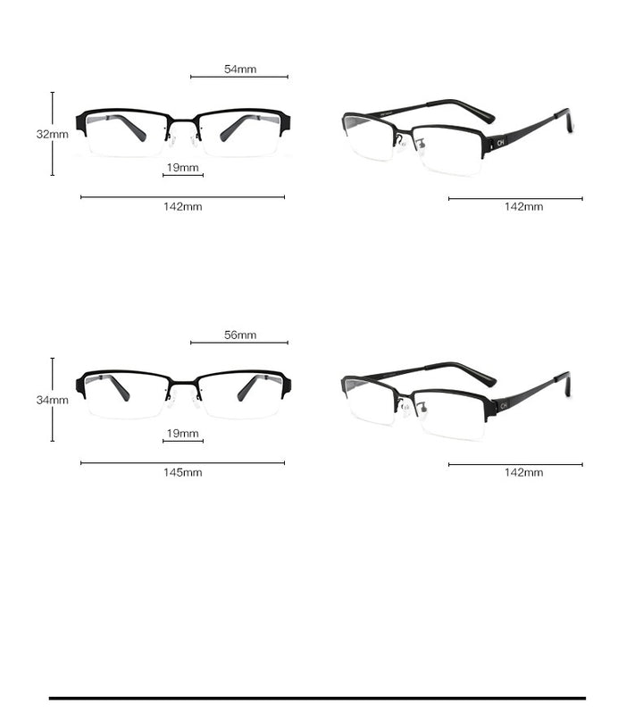 Cubojue Unisex Semi Rim Rectangle Titanium Eyeglasses Semi Rim Cubojue   