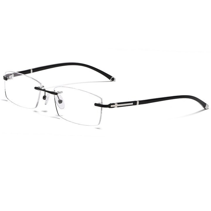 Cubojue Unisex Rimless Square Alloy Tinted Lens Reading Glasses G858 Reading Glasses Cubojue anti blue light 0 black clear 