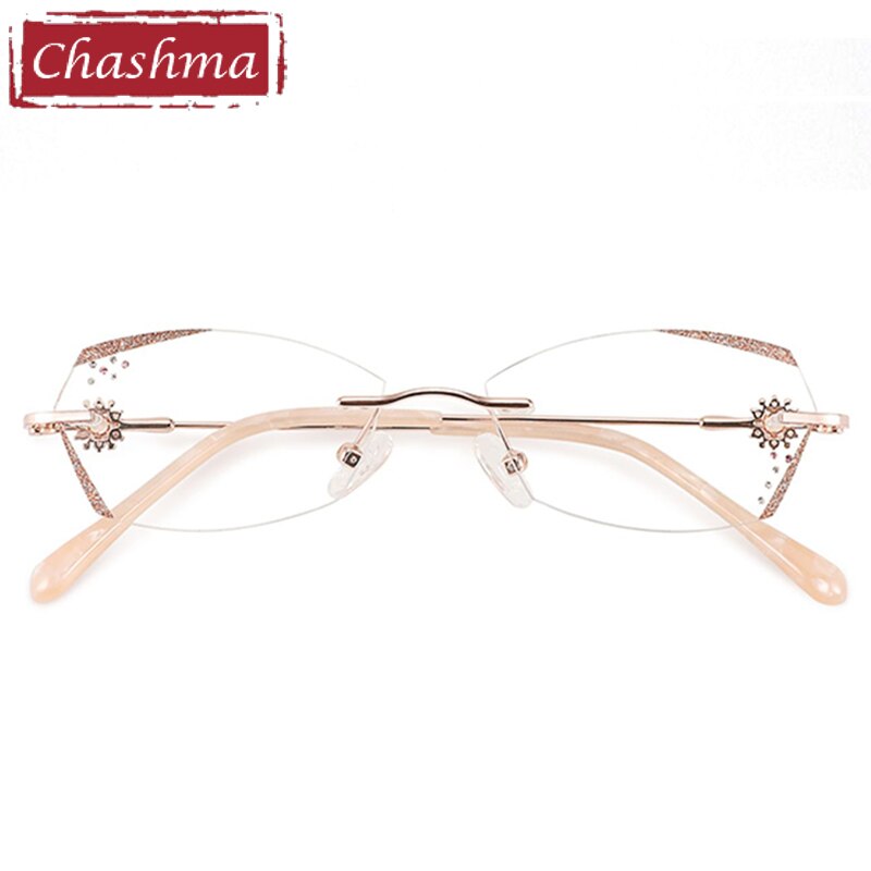 Chashma Women's Rimless Diamond Cut Titanium Frame Glitter Edged Eyeglasses 0810 Rimless Chashma   